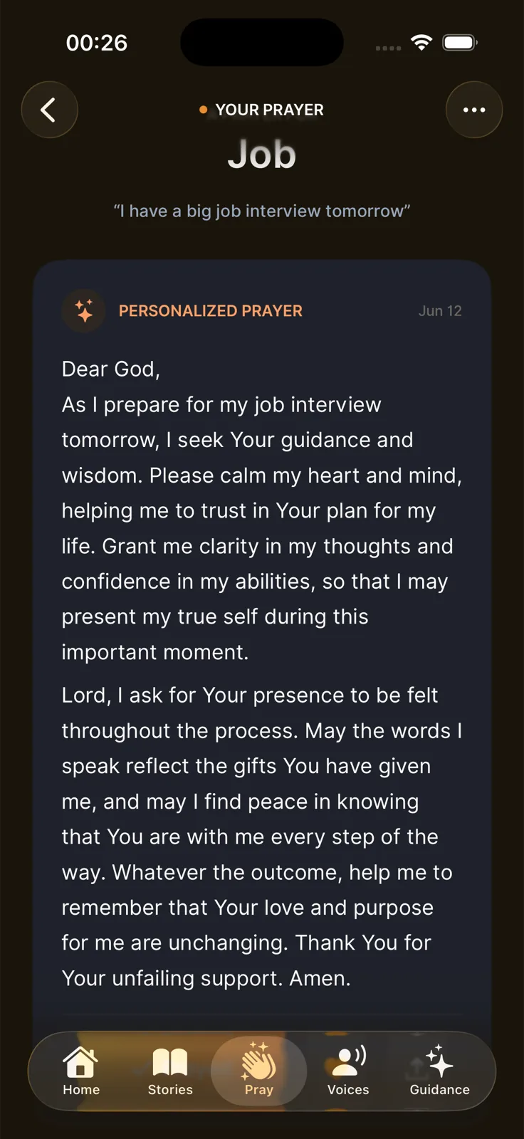 Haven app – daily prayer